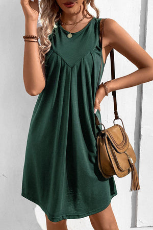 Easy And Free Crew Neck Sleeveless A Line Dress - MXSTUDIO.COM