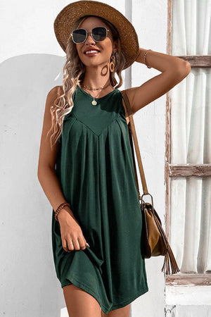 Easy And Free Crew Neck Sleeveless A Line Dress - MXSTUDIO.COM
