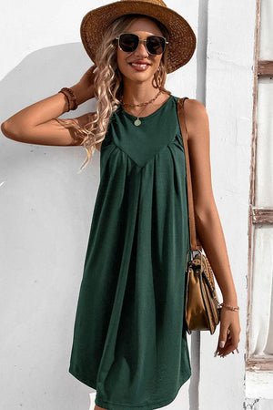 Easy And Free Crew Neck Sleeveless A Line Dress - MXSTUDIO.COM