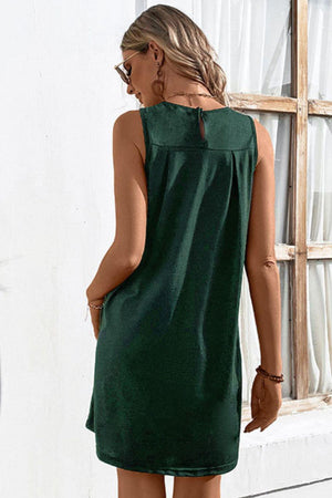 Easy And Free Crew Neck Sleeveless A Line Dress - MXSTUDIO.COM