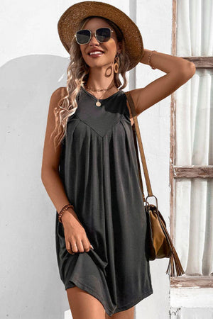 Easy And Free Crew Neck Sleeveless A Line Dress - MXSTUDIO.COM