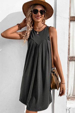 Easy And Free Crew Neck Sleeveless A Line Dress - MXSTUDIO.COM