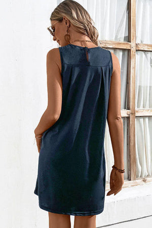 Easy And Free Crew Neck Sleeveless A Line Dress - MXSTUDIO.COM
