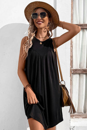 Easy And Free Crew Neck Sleeveless A Line Dress - MXSTUDIO.COM