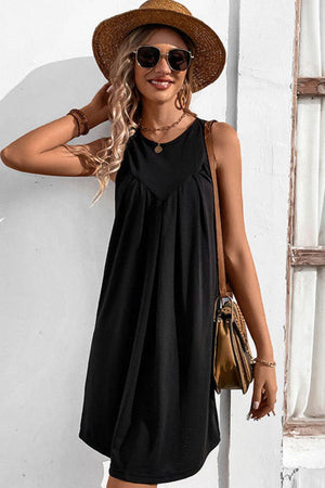 Easy And Free Crew Neck Sleeveless A Line Dress - MXSTUDIO.COM