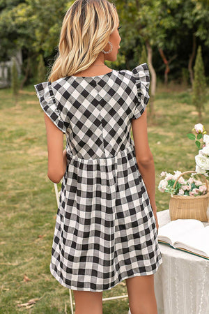 Easy Breezy Butterfly Sleeve Gingham Mini Dress - MXSTUDIO.COM