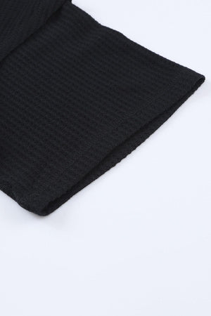 Easy-Peasy Waffle-Knit V Neck Short Sleeve Blouse - MXSTUDIO.COM