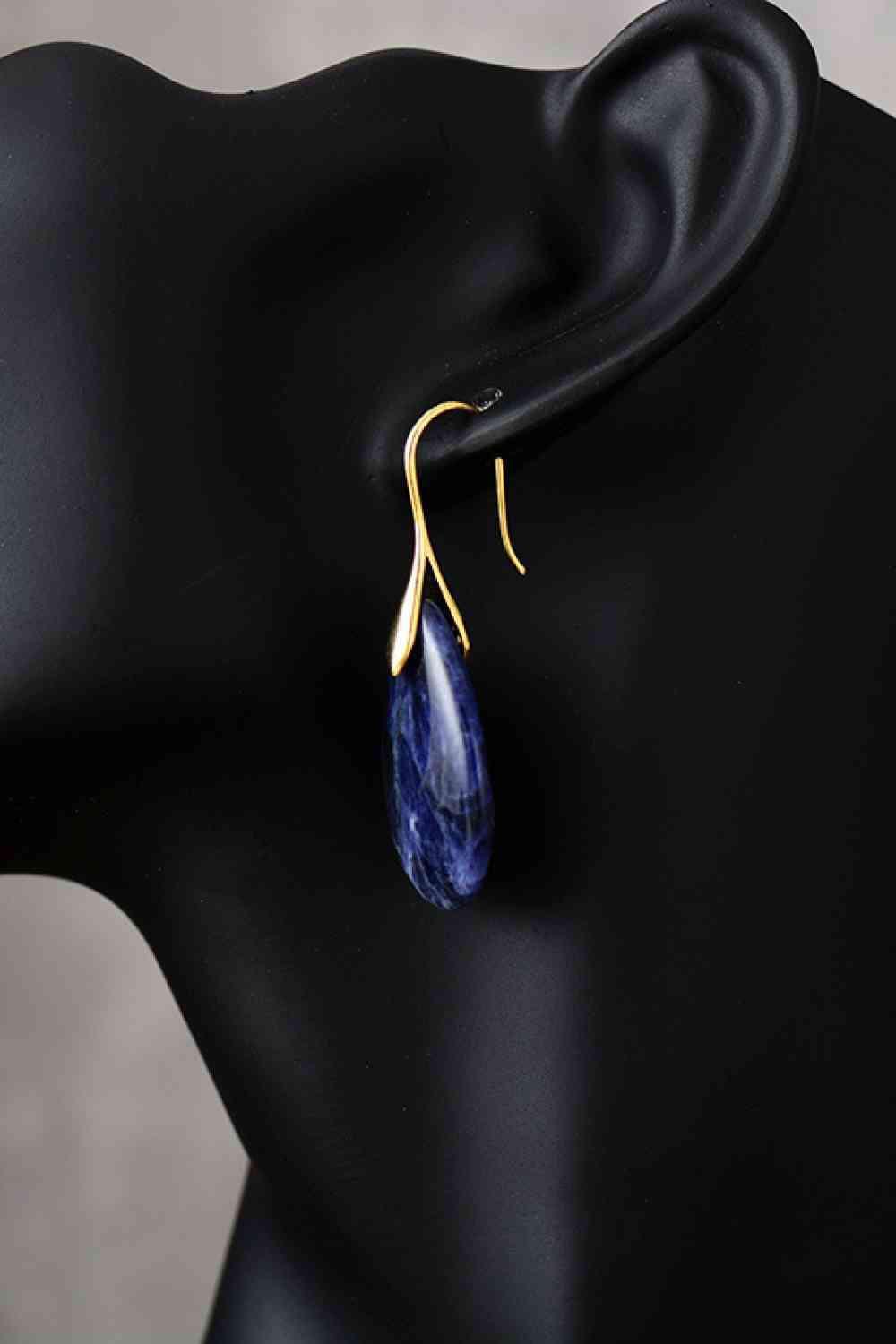 Eco-Conscious Natural Stone Teardrop Earrings-MXSTUDIO.COM