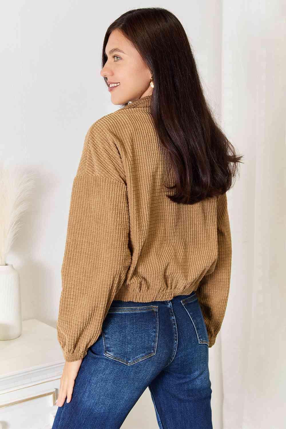 Effortless Trend Long Sleeve Dropped Shoulder Jacket - MXSTUDIO.COM