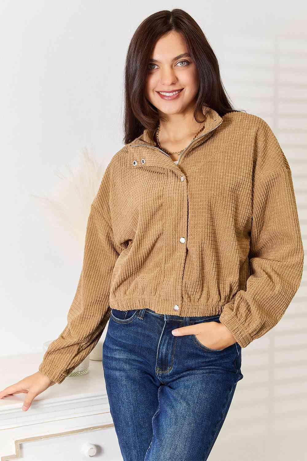 Effortless Trend Long Sleeve Dropped Shoulder Jacket - MXSTUDIO.COM