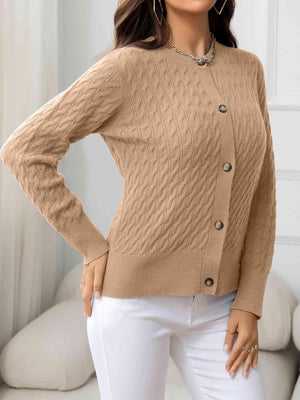 Effortless Warmth Button Front Cardigan-MXSTUDIO.COM