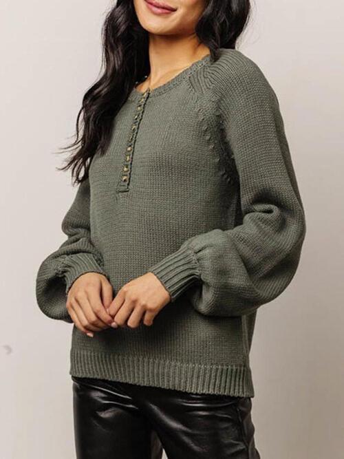 Effortless Warmth Knit Army Green Sweater-MXSTUDIO.COM