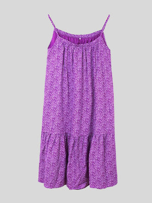 a purple dress hanging on a hanger