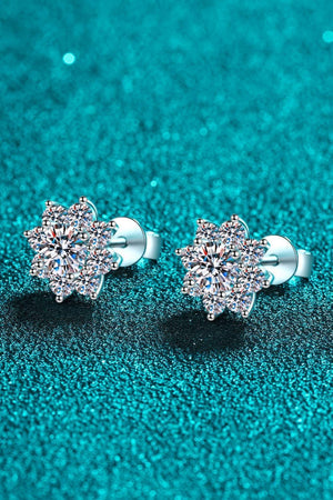 Eight Leaf Sterling Silver 1 Carat Moissanite Stud Earrings - MXSTUDIO.COM