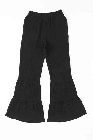 Elastic Waist Long Ruffle Flare Pants - MXSTUDIO.COM