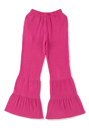 Elastic Waist Long Ruffle Flare Pants - MXSTUDIO.COM