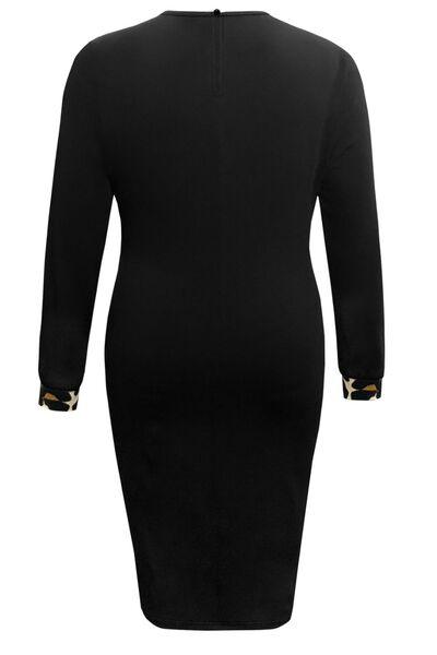 a women's black dress with gold buttons