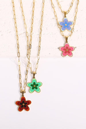 Elegantly Fashioned Flower Pendant Stainless Steel Necklace - MXSTUDIO.COM
