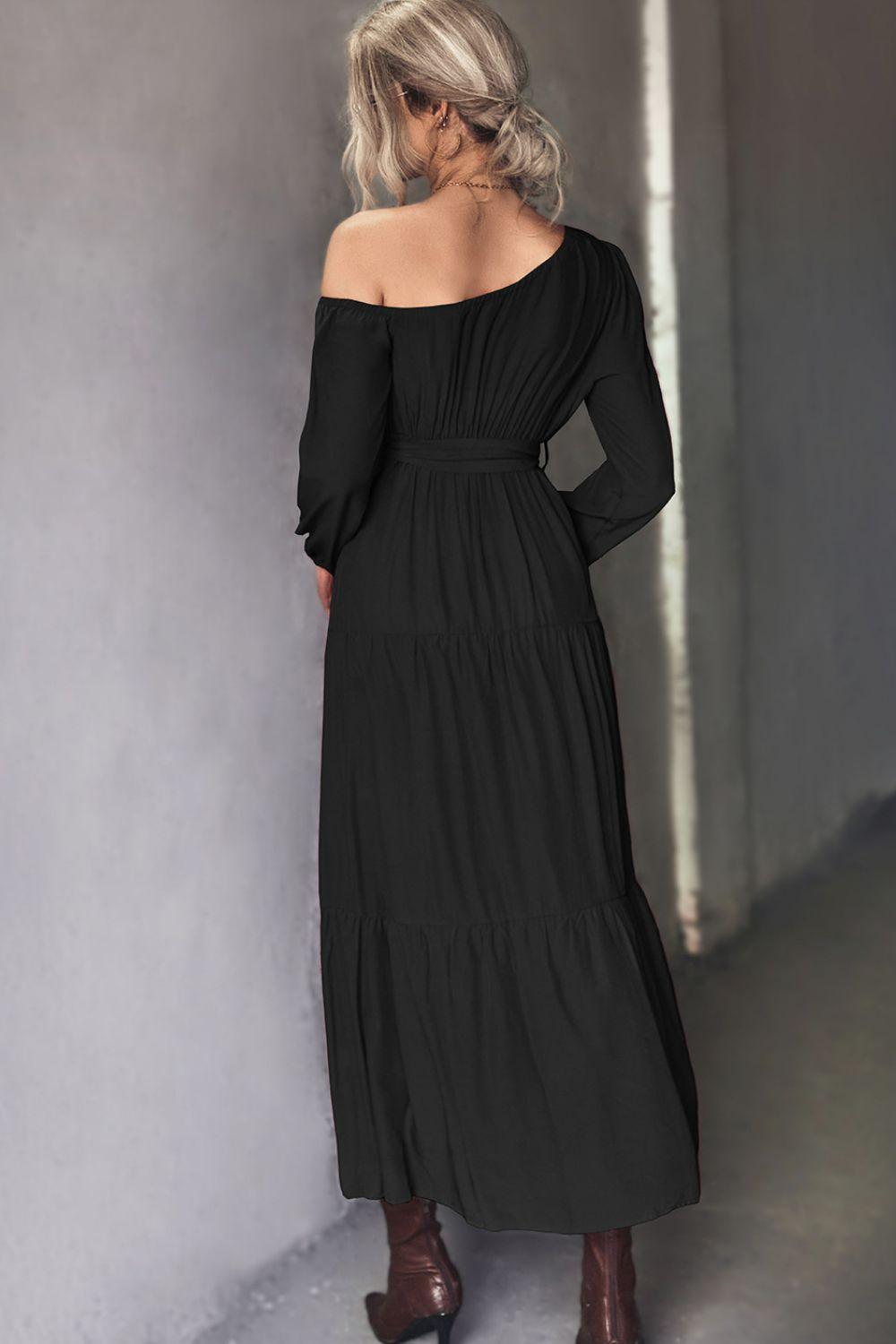 Elite One-Shoulder Tiered Maxi Dress - MXSTUDIO.COM
