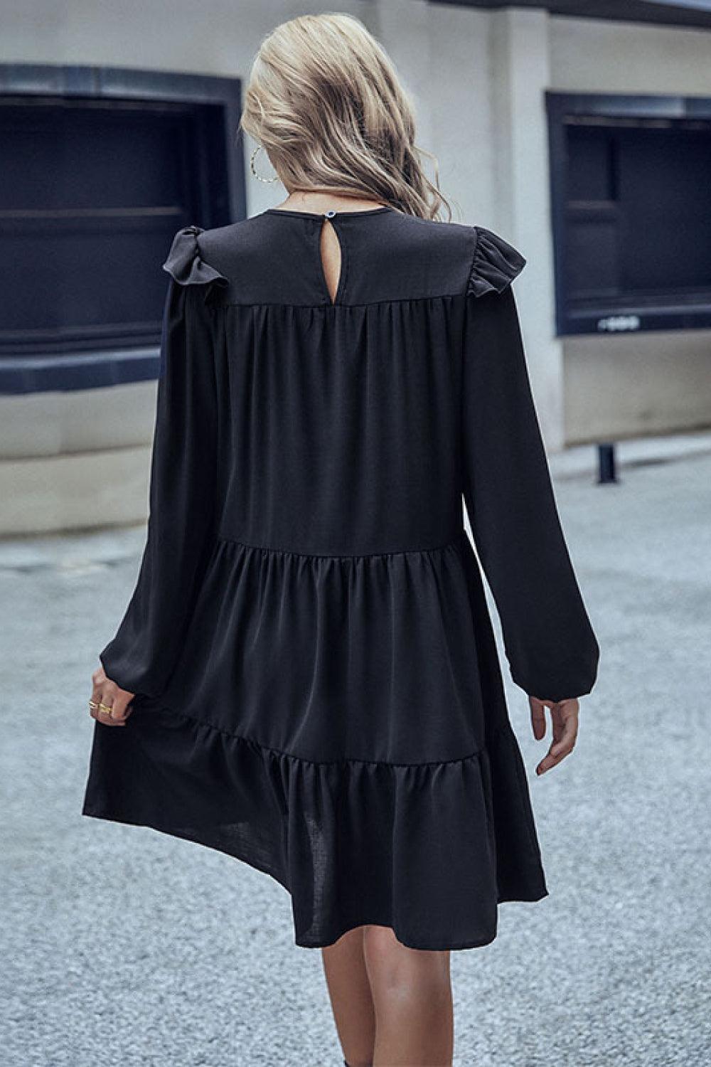 Empowered Woman Black Tiered Dress - MXSTUDIO.COM