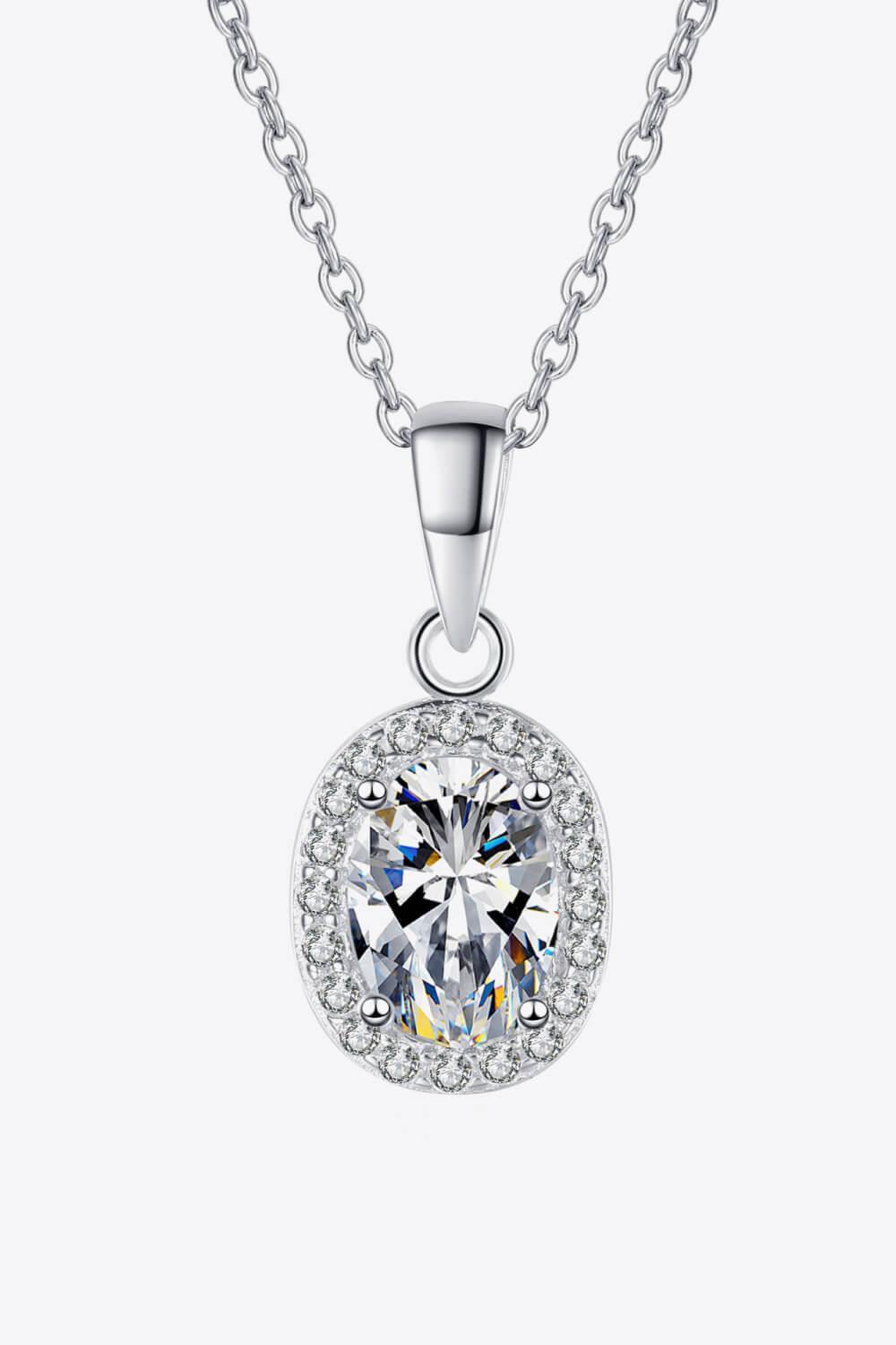 Encrusted 1 Carat Moissanite Oval Necklace - MXSTUDIO.COM