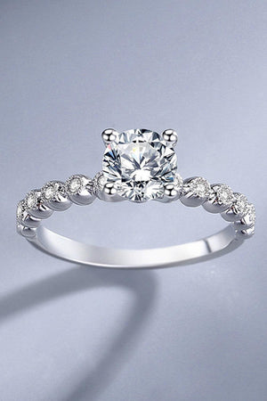 Encrusted Accents 1 Carat Moissanite Platinum-Plated Ring - MXSTUDIO.COM