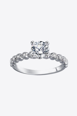 Encrusted Accents 1 Carat Moissanite Platinum-Plated Ring - MXSTUDIO.COM