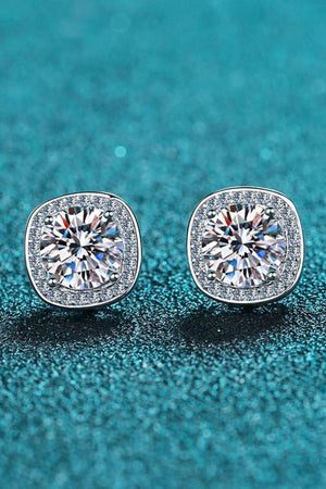 Encrusted Cushion Cut 1 Carat Moissanite Stud Earrings - MXSTUDIO.COM