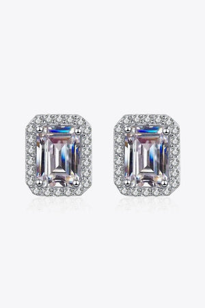 Encrusted Emerald Cut 2 Carat Moissanite Stud Earrings - MXSTUDIO.COM