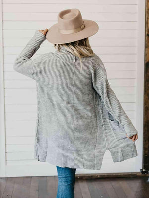 Enjoyable Warmth High-Low Open Front Cardigan - MXSTUDIO.COM