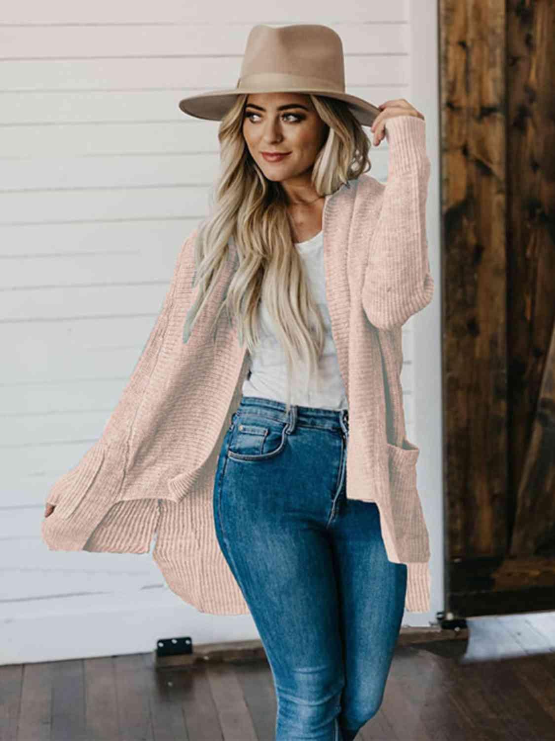 Enjoyable Warmth High-Low Open Front Cardigan - MXSTUDIO.COM
