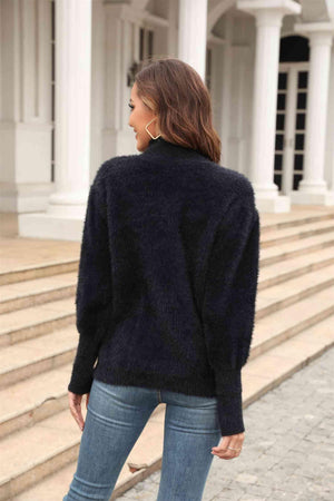 Enthusiastic Winter Turtle Neck Fuzzy Sweater - MXSTUDIO.COM