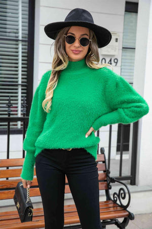 Enthusiastic Winter Turtle Neck Fuzzy Sweater - MXSTUDIO.COM