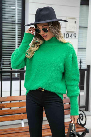 Enthusiastic Winter Turtle Neck Fuzzy Sweater - MXSTUDIO.COM