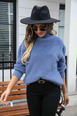 Enthusiastic Winter Turtle Neck Fuzzy Sweater - MXSTUDIO.COM