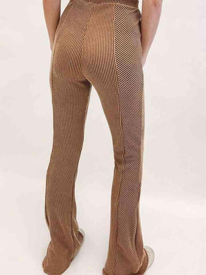 Entrance In Style Printed Long Tan Flare Pants - MXSTUDIO.COM