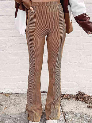 Entrance In Style Printed Long Tan Flare Pants - MXSTUDIO.COM