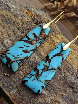 Ethnic Vibes Imperial Jasper Geometric Dangle Earrings-MXSTUDIO.COM