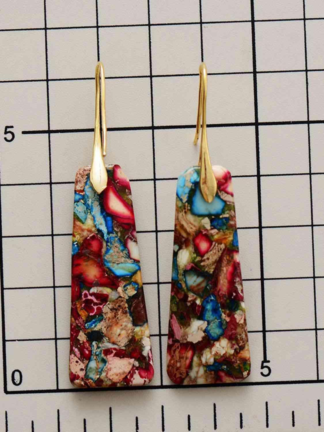 Ethnic Vibes Imperial Jasper Geometric Dangle Earrings-MXSTUDIO.COM