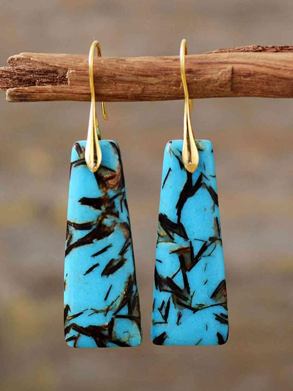 Ethnic Vibes Imperial Jasper Geometric Dangle Earrings-MXSTUDIO.COM
