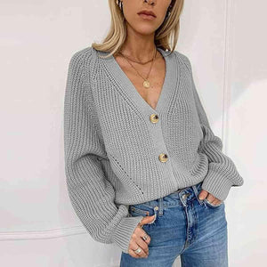 Exceptional Comfort V-Neck Knit Button Up Cardigan-MXSTUDIO.COM