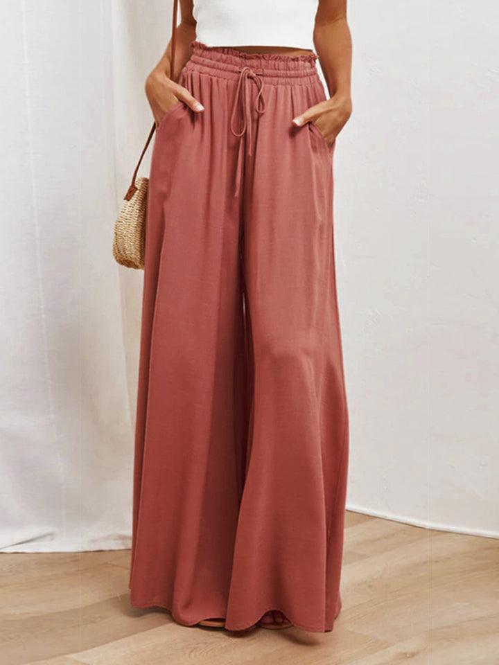 Exceptional Elastic Waist Palazzo Pants - MXSTUDIO.COM