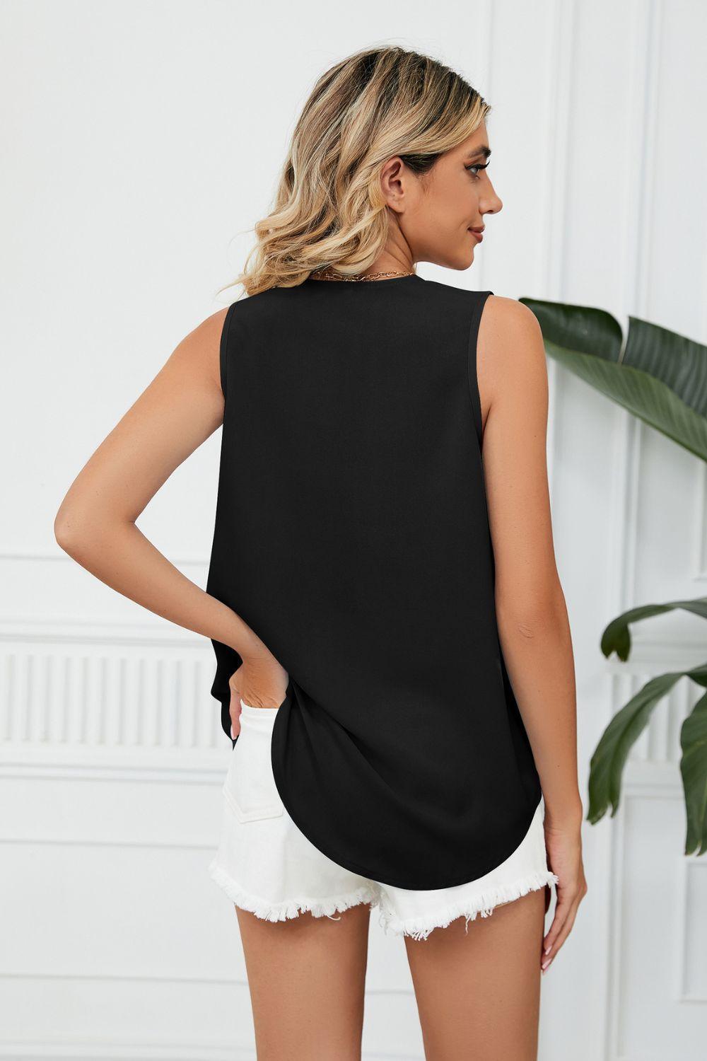 Expensive Freshness V Neck Sleeveless Blouse - MXSTUDIO.COM