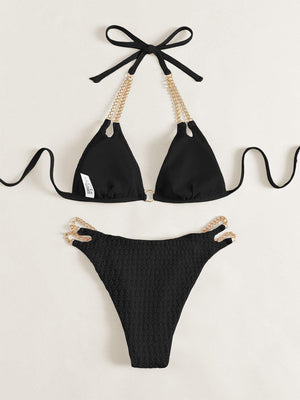 a bikini top with a tie around the bottom