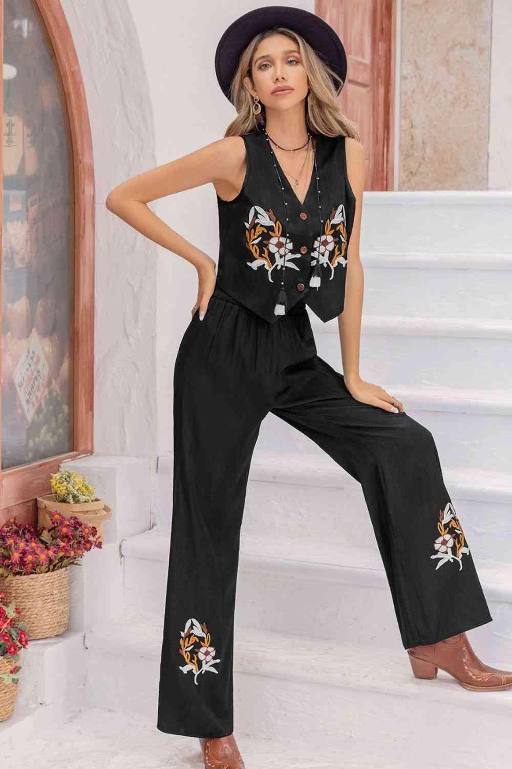 Express Your Style Black Vest and Pants Set - MXSTUDIO.COM
