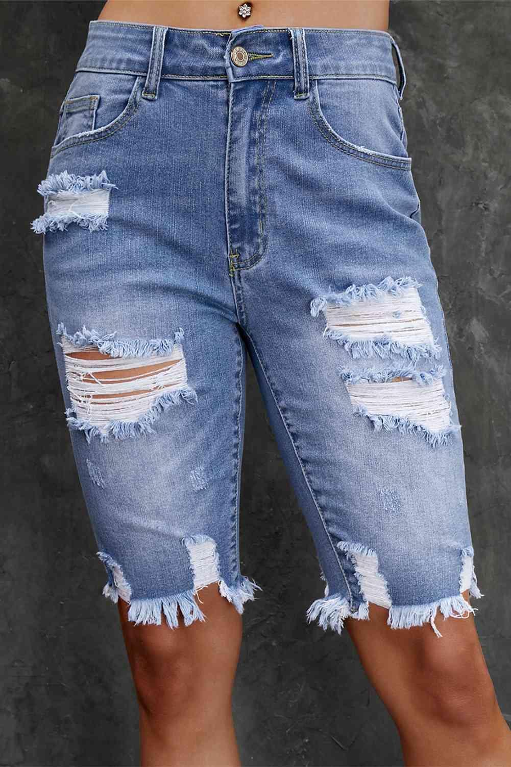 Express Your Style Mid Rise Distressed Bermuda Shorts - MXSTUDIO.COM