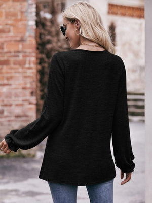 Express Your True Self Crew Neck Long Sleeve Blouse - MXSTUDIO.COM