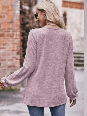 Express Your True Self Crew Neck Long Sleeve Blouse - MXSTUDIO.COM