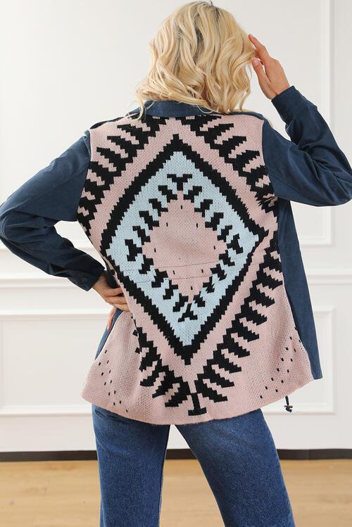Exquisite Geometric Back Drawstring Waist Jacket-MXSTUDIO.COM