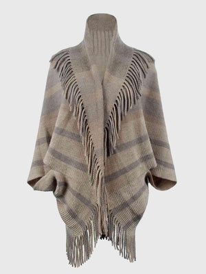 Exquisite Layer Open Front Fringe Poncho - MXSTUDIO.COM